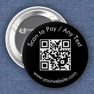 Badge Rond 5 Cm Code QR personnalisé / Noir de texte