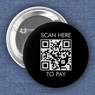 Badge Rond 5 Cm Code QR personnalisé / Noir de texte