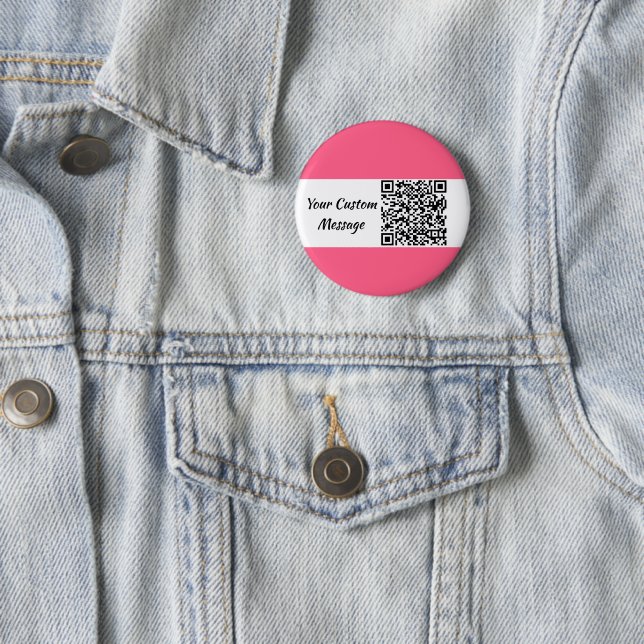 Badge Rond 5 Cm Code QR personnalisé rose tendance (En situation)