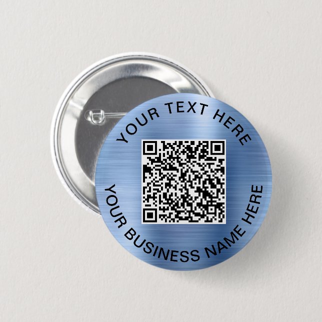 Badge Rond 5 Cm Code QR Promotionnel Bleu (Devant & derrière)