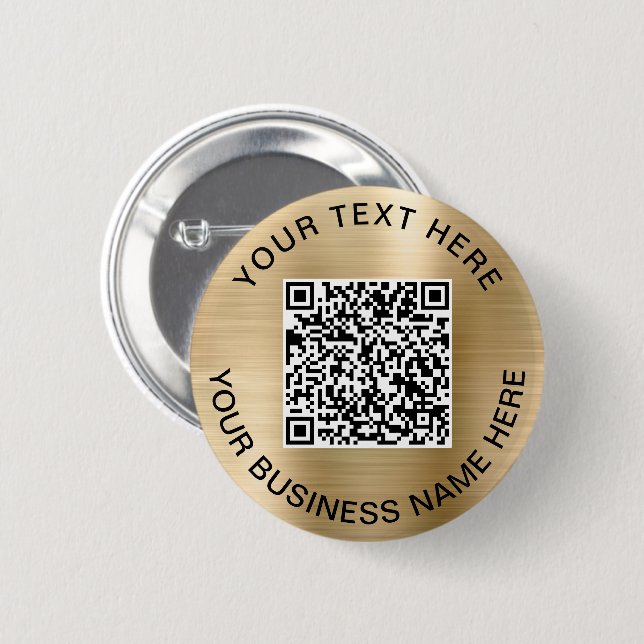 Badge Rond 5 Cm Code QR promotionnel or (Devant & derrière)
