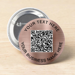 Badge Rond 5 Cm Code QR Rose Gold Promotionnel