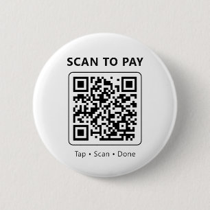 Badge Rond 5 Cm Code QR Scan pour Payer Minimaliste Blanc Promotio