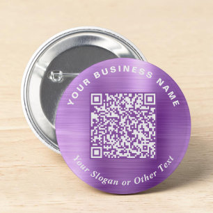 Badge Rond 5 Cm Code QR violet d'épingle d'affaires promotionnels