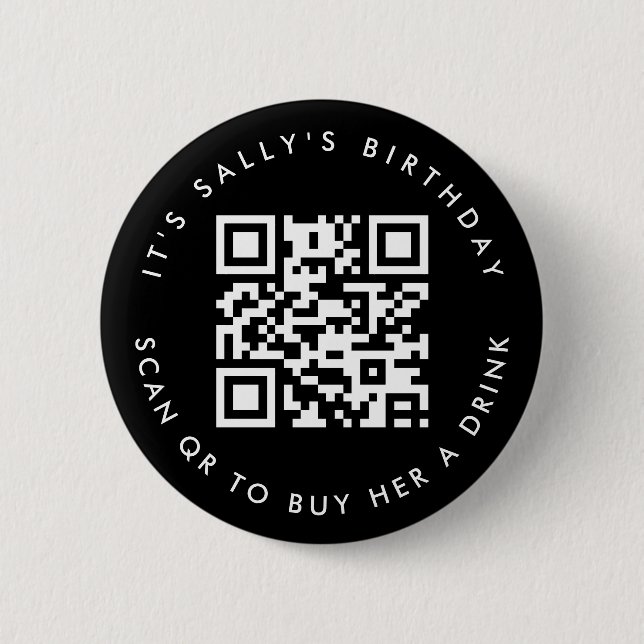 Badge Rond 5 Cm Codes QR personnalisés Cash App Anniversaire Code  (Devant)