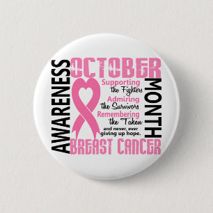 Badge Rond 5 Cm Coeur 1,5 de mois de conscience de cancer du sein