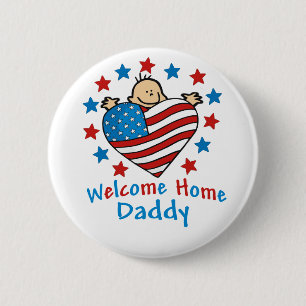Badge Rond 5 Cm Coeur à la maison bienvenu de bébé de papa