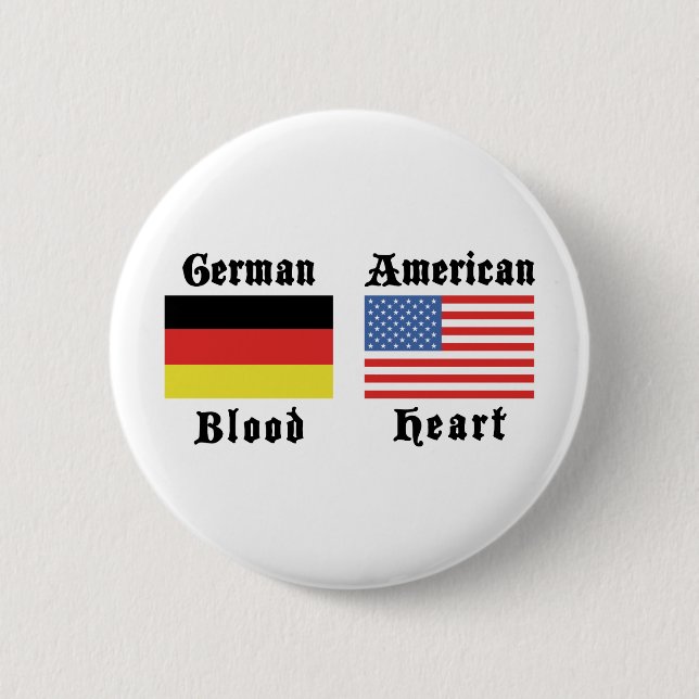 Badge Rond 5 Cm Coeur allemand d'Américain de sang (Devant)