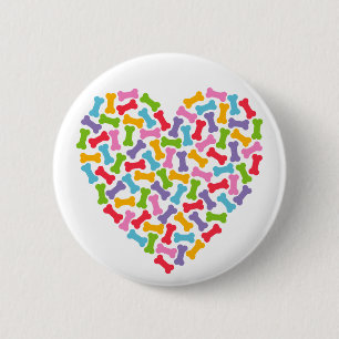 Badge Rond 5 Cm Coeur Amoureux des chiens