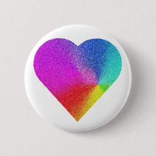Badge Rond 5 Cm Coeur arc-en-ciel