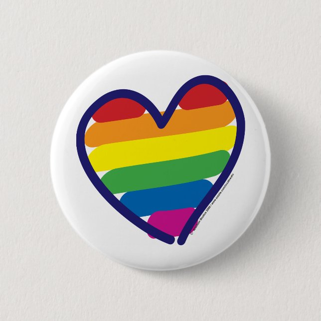 Badge Rond 5 Cm Coeur arc-en-ciel gay pride (Devant)
