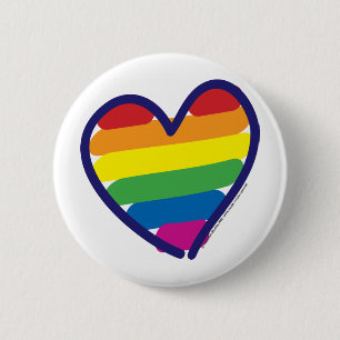 Badge Rond 5 Cm Coeur arc-en-ciel gay pride
