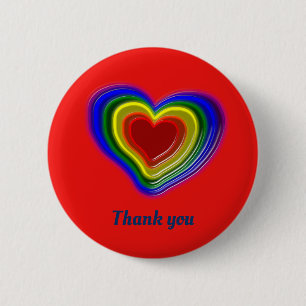 Badge Rond 5 Cm coeur arc-en-ciel, personnalisation