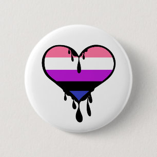 Badge Rond 5 Cm Coeur aspirant Genderfluide Fierté