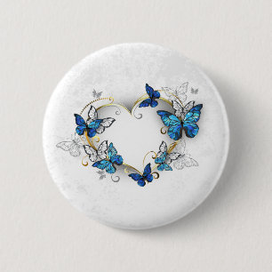 Badge Rond 5 Cm Coeur bijoux avec papillons Morpho