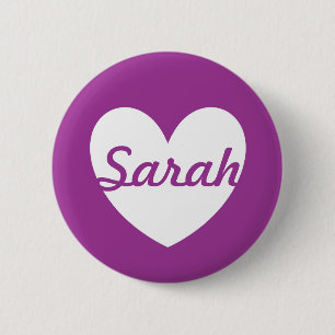 Badge Rond 5 Cm Coeur blanc personnalisé sur Cactus Fleur violet