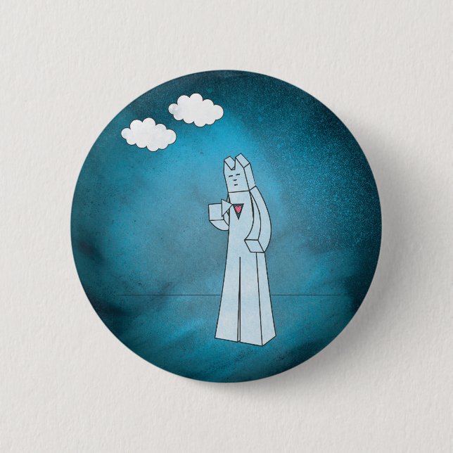 Badge Rond 5 Cm Coeur bleu chat cool (Devant)
