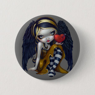 Badge Rond 5 Cm "Coeur bouton de clous"