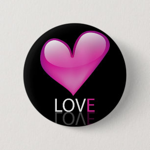 Badge Rond 5 Cm Coeur brillant