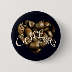 Badge Rond 5 Cm Coeur café