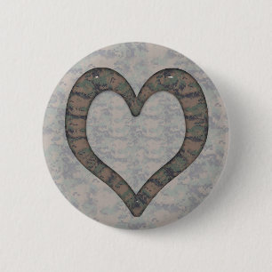 Badge Rond 5 Cm Coeur Camouflage numérique Woodland sur Camo