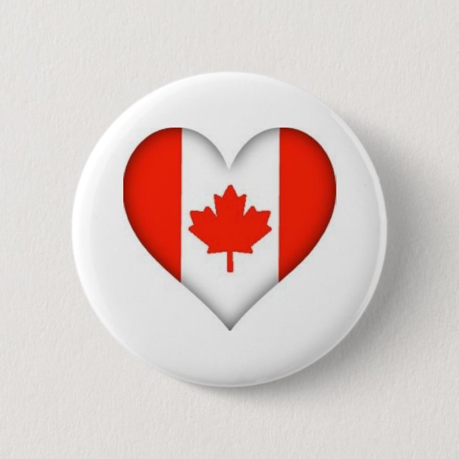 Badge Rond 5 Cm Coeur canadien de drapeau (Devant)