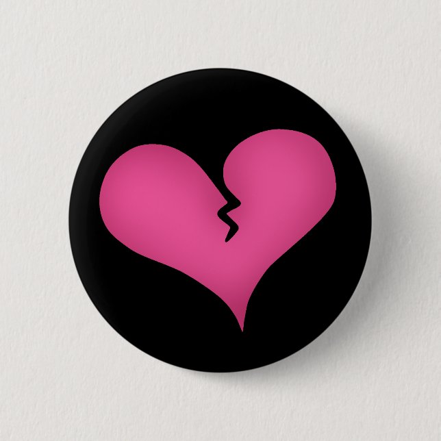 Badge Rond 5 Cm Coeur cassé rose noir triste style mignon (Devant)
