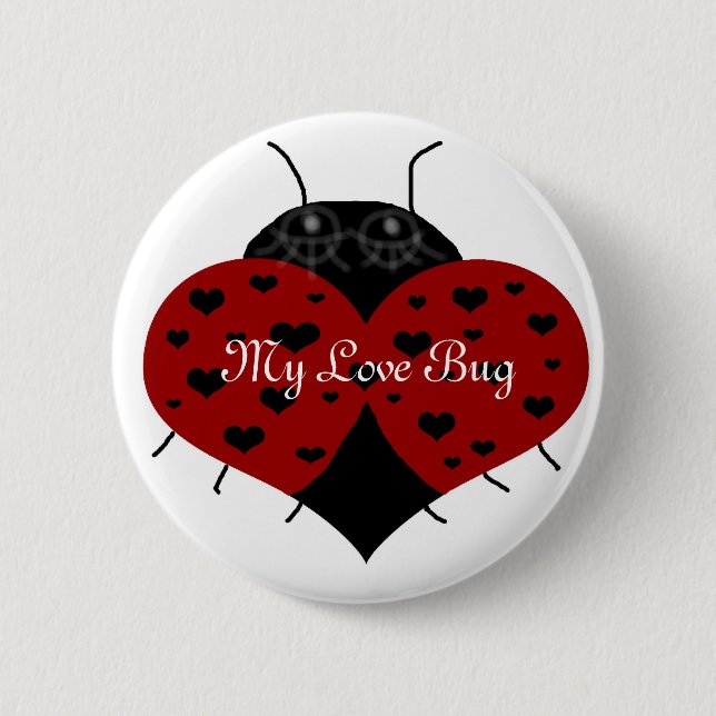 Badge Rond 5 Cm Coeur coccinelle, bouton    My Love Bug (Devant)