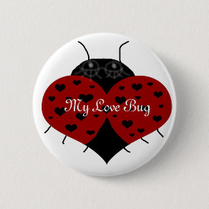 Badge Rond 5 Cm Coeur coccinelle, bouton    My Love Bug