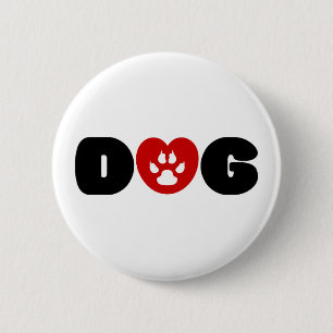 Badge Rond 5 Cm Coeur d'amour de chien