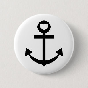 Badge Rond 5 Cm coeur d'ancre du capitaine
