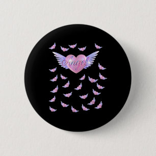 Badge Rond 5 Cm Cœur d'ange avec des ailes