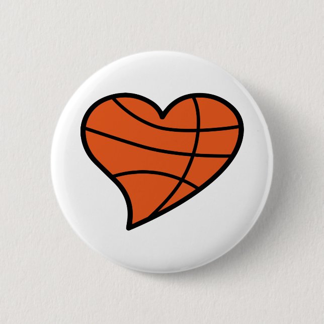 Badge Rond 5 Cm Coeur de basket-ball (Devant)