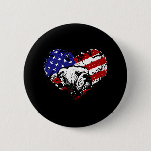 Badge Rond 5 Cm Coeur de Bulldog