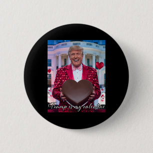 Badge Rond 5 Cm Cœur de chocolat drôle embrassant Trump 14 février