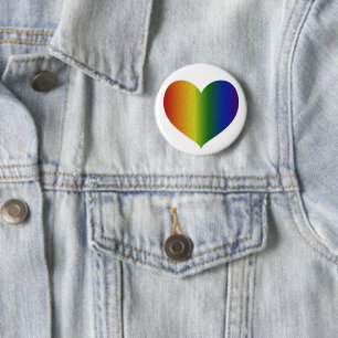 Badge Rond 5 Cm Coeur de couleur arc-en-ciel
