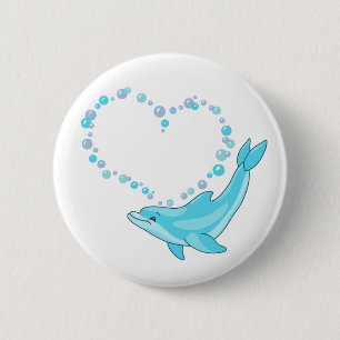 Badge Rond 5 Cm Coeur de dauphin