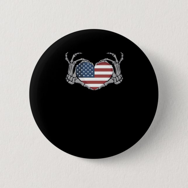 Badge Rond 5 Cm Coeur de drapeau américain (Devant)