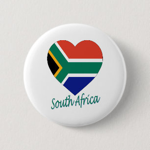 Badge Rond 5 Cm Coeur de drapeau de l'Afrique du Sud
