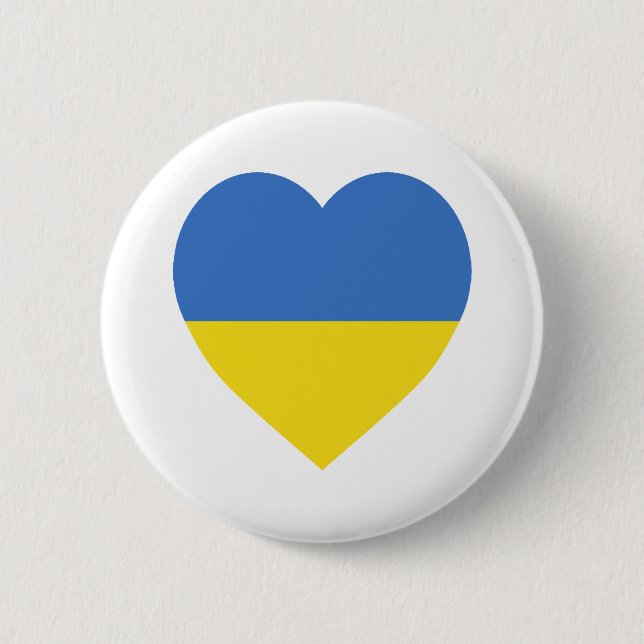 Badge Rond 5 Cm Coeur de drapeau de l'Ukraine (Devant)