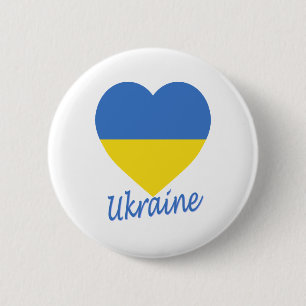 Badge Rond 5 Cm Coeur de drapeau de l'Ukraine