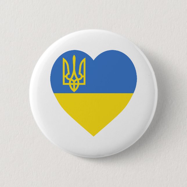 Badge Rond 5 Cm Coeur de drapeau de l'Ukraine (Devant)