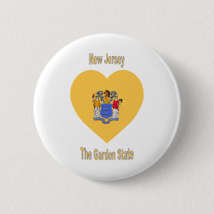 Badge Rond 5 Cm Coeur de drapeau de New Jersey