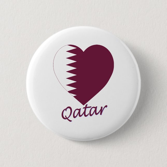 Badge Rond 5 Cm Coeur de drapeau du Qatar (Devant)