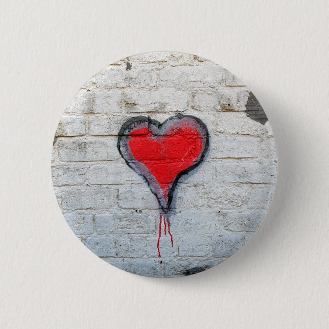 Badge Rond 5 Cm Coeur de graffiti rouge (Devant)