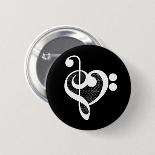 Badge Rond 5 Cm Cœur de musique - J'aime la musique