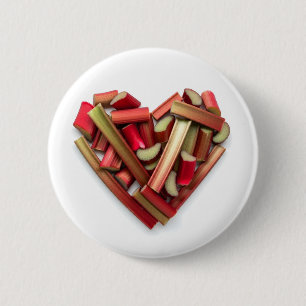 Badge Rond 5 Cm Cœur de Rhubarbe