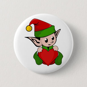 Badge Rond 5 Cm Coeur de rouge d'Elf