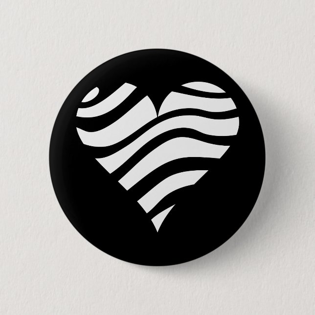 Badge Rond 5 Cm Coeur de zèbre (Devant)