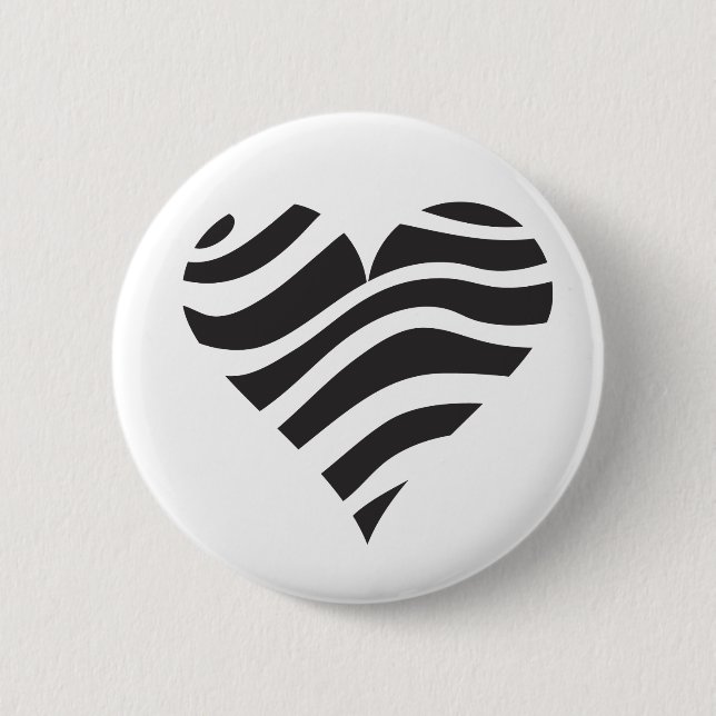 Badge Rond 5 Cm Coeur de zèbre (Devant)